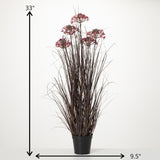 33"H Sullivans Tall Potted Rustic Grass, Red - 9.5"L x 9.5"W x 33"H