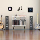 33"W Record Player Table Holds, Double Layer Record Table Cabinet, Audio Holder