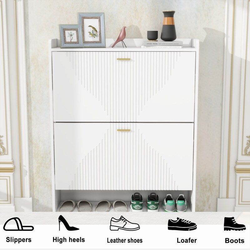 33"W Shoe Cabinet Organizer, shoe storage boxes, 2drawer entrance Shoe storage