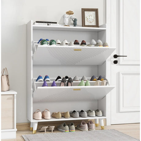 33"W Shoe Cabinet Organizer, shoe storage boxes, 2drawer entrance Shoe storage
