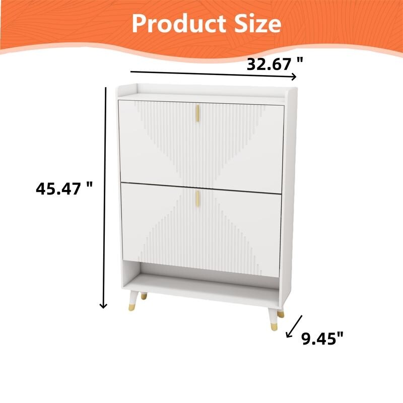 33"W Shoe Cabinet Organizer, shoe storage boxes, 2drawer entrance Shoe storage