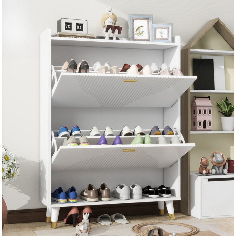 33"W Shoe Cabinet Organizer, shoe storage boxes, 2drawer entrance Shoe storage