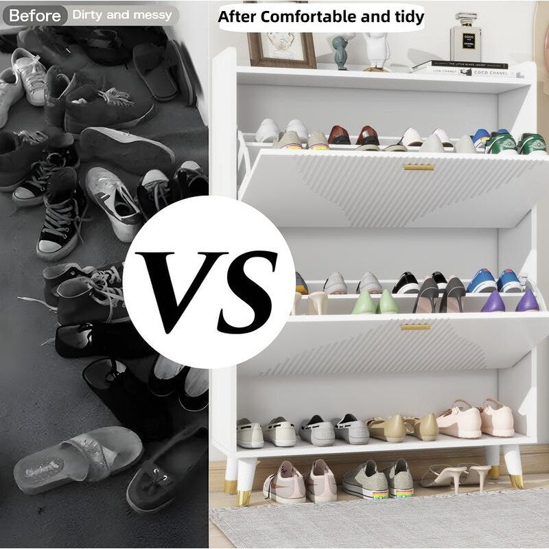 33"W Shoe Cabinet Organizer, shoe storage boxes, 2drawer entrance Shoe storage