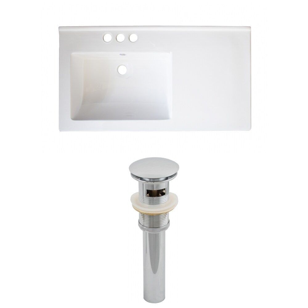 34-in. W x 18-in. D Ceramic Top Set In White Color And Drain