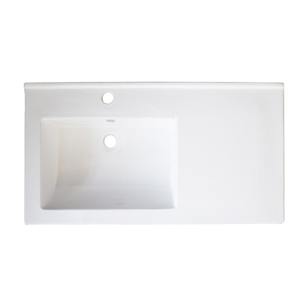 34-in. W x 18-in. D Ceramic Top Set In White Color With Single Hole CUPC Faucet