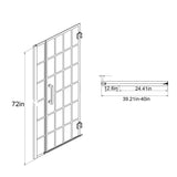 34"/40" x 72" Pivot Framed Shower Door with Pattern Glass in Matte Black