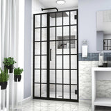 34"/40" x 72" Pivot Framed Shower Door with Pattern Glass in Matte Black