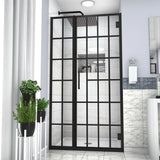 34"/40" x 72" Pivot Framed Shower Door with Pattern Glass in Matte Black