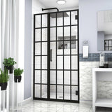 34"/40" x 72" Pivot Framed Shower Door with Pattern Glass in Matte Black