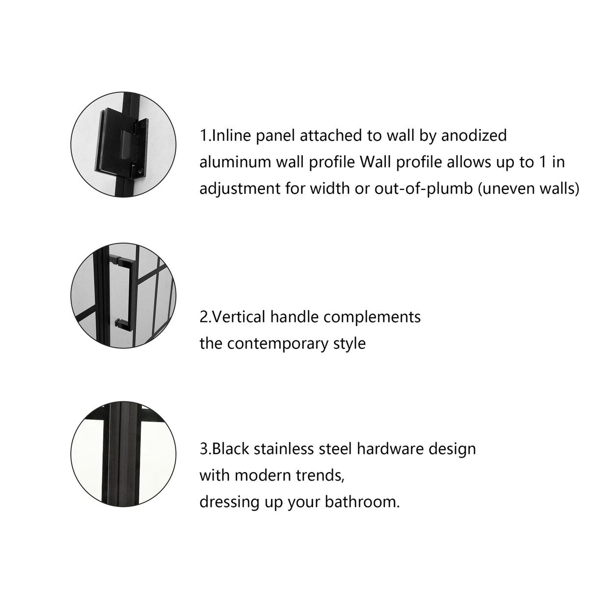 34"/40" x 72" Pivot Framed Shower Door with Pattern Glass in Matte Black