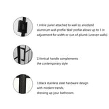 34"/40" x 72" Pivot Framed Shower Door with Pattern Glass in Matte Black