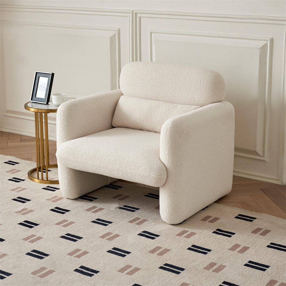 34" Modern Single Lamb Fleece Fabric Sofa with Support Pillow
