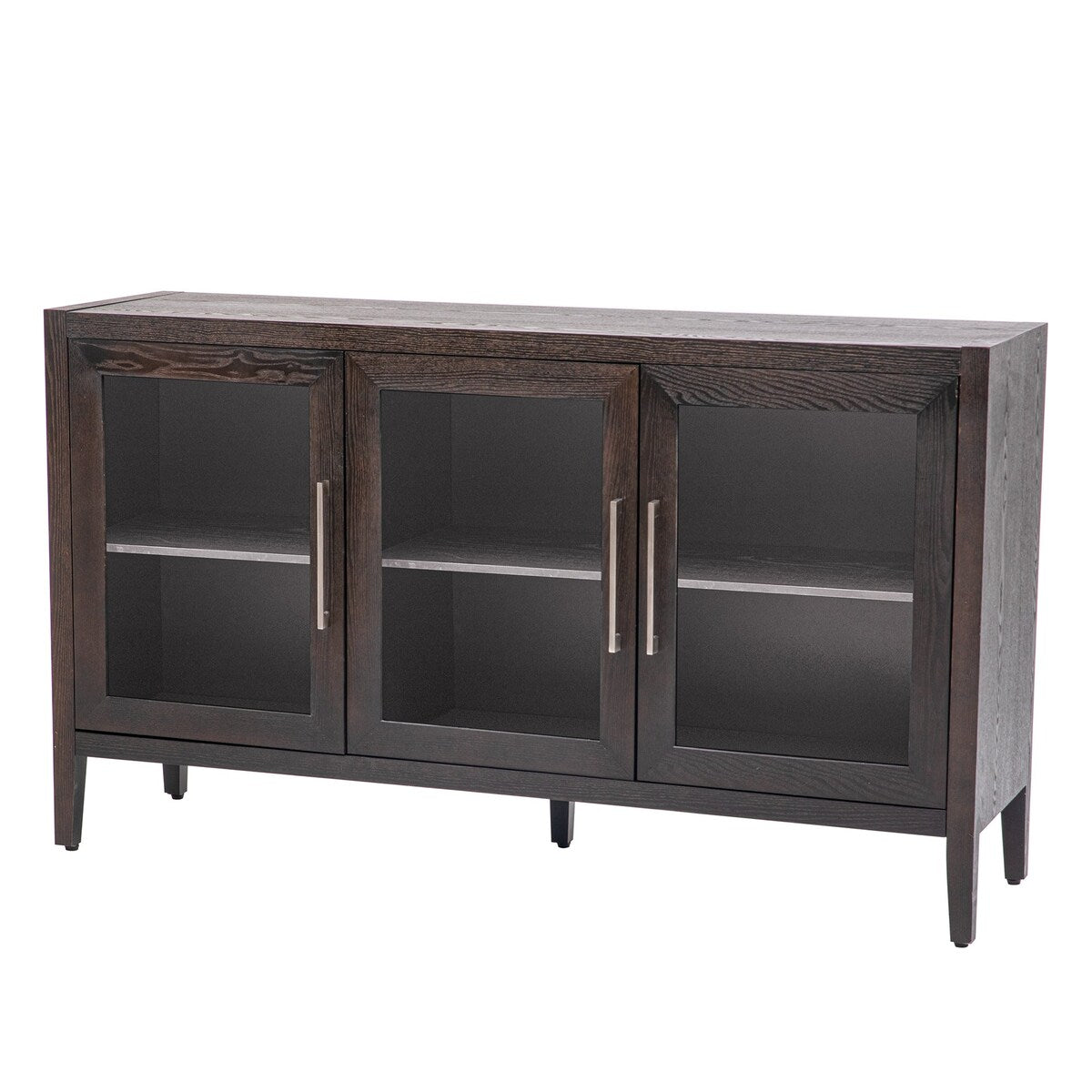 34" Tall MDF 3-door Accent Cabinet with Adjustable Shelf