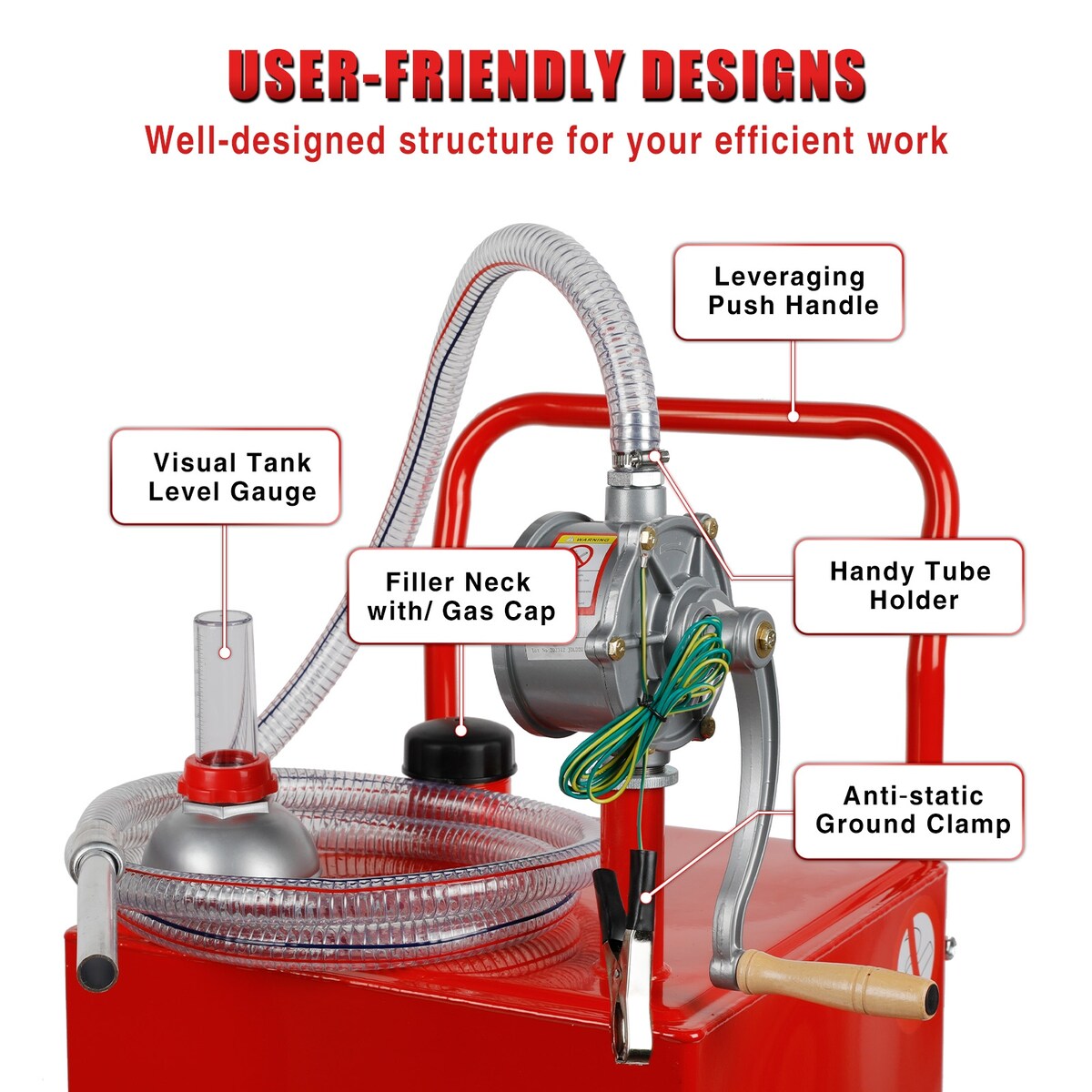 35 Gallon Gas Caddy Fuel Tank Storage Gasoline with Pump Red - 35 gal