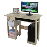 35 Inch PC Table Computer Desk Storage Shelves Drawer Keyboard Tray CPU Storage Small Spaces Living Room Khaki