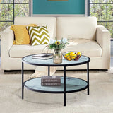 35.43 in. Glass Round Coffee, Sofa End Table Side Table - Set of 4