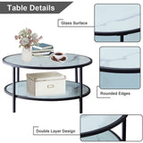 35.43 in. Glass Round Coffee, Sofa End Table Side Table - Set of 4