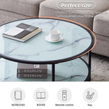 35.43 in. Glass Round Coffee, Sofa End Table Side Table - Set of 4