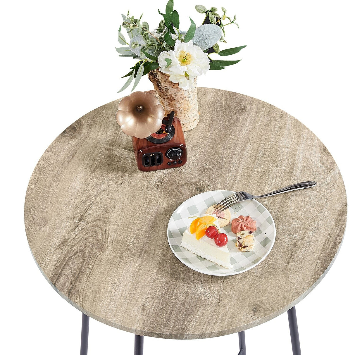 35.4'' High Round Bar Table, Industrial Style Wood Top Bistro Pub/Breakfast Table