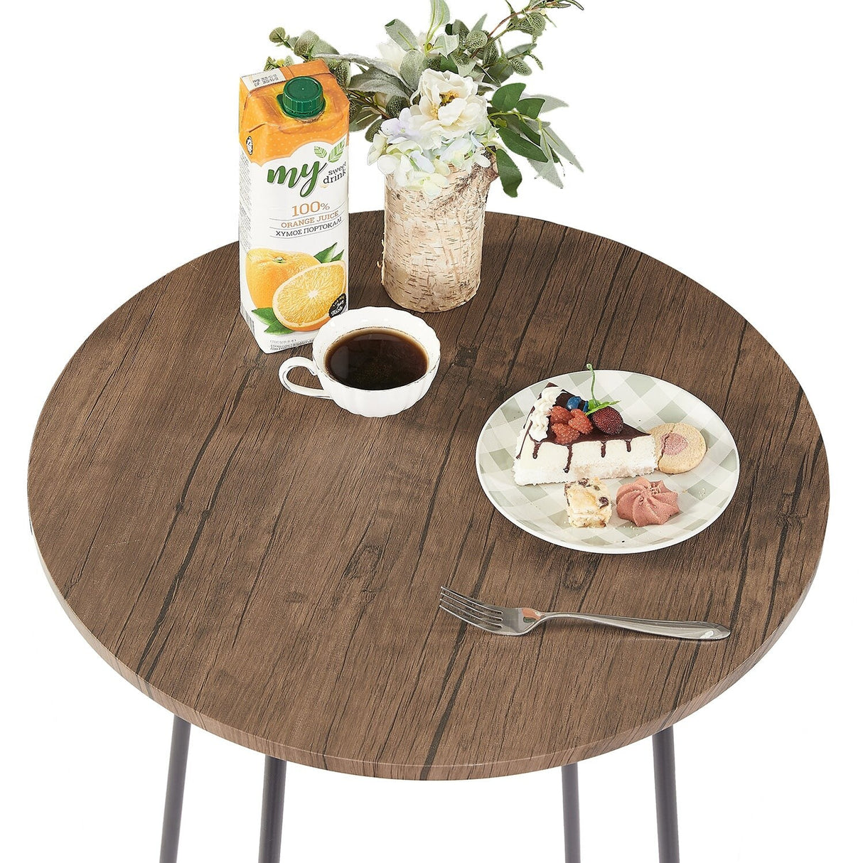 35.4'' High Round Bar Table, Industrial Style Wood Top Bistro Pub/Breakfast Table