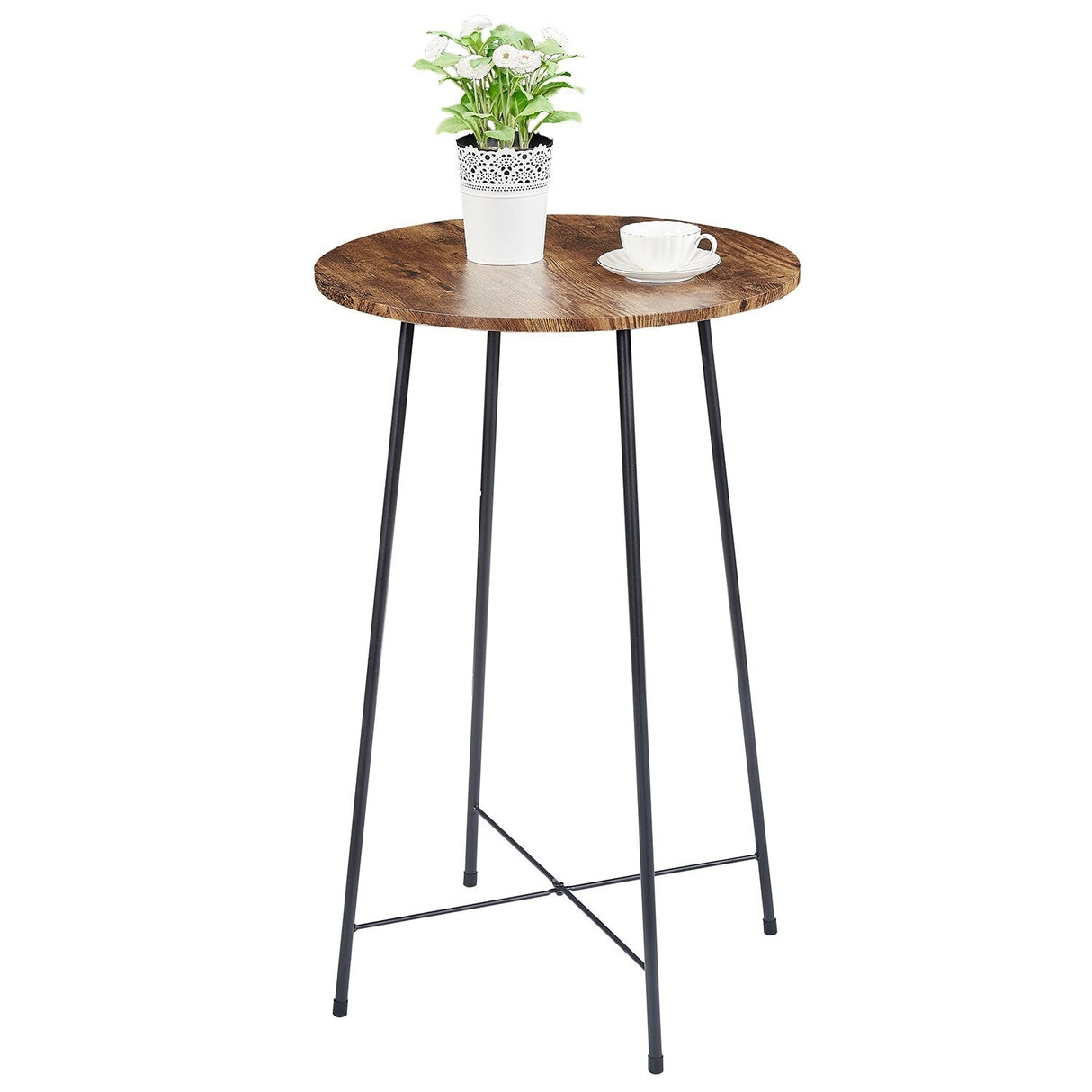 35.4'' High Round Bar Table, Industrial Style Wood Top Bistro Pub/Breakfast Table