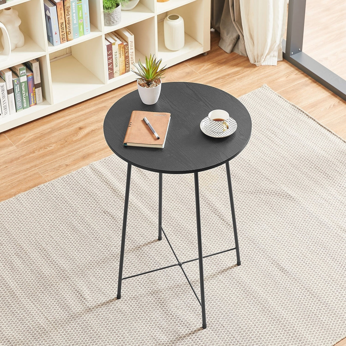 35.4'' High Round Bar Table, Industrial Style Wood Top Bistro Pub/Breakfast Table