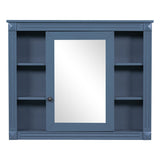 35'' x 28'' Wall Mounted Bathroom Storage Cabinet, Modern Bathroom Wall Cabinet with Mirror, Mirror Cabinet with 6 Open Shelves