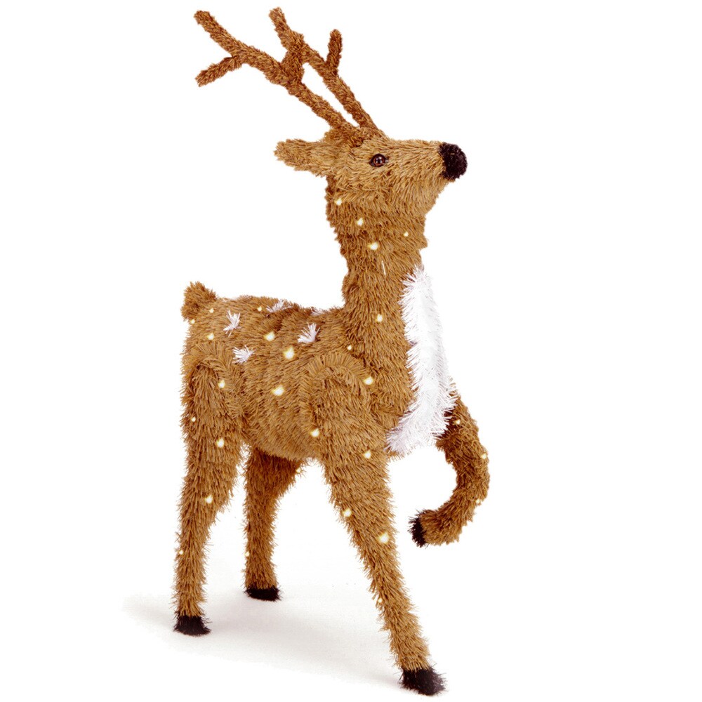 National Tree Company 3 ft. Creative Images Brown Prancing Reindeer with 150 Clear Lights