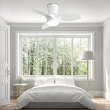 32 Inch Flush Mount LED Ceiling Fan with Lights Remote(3-Blade)