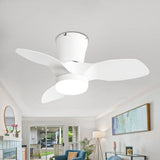 32 Inch Flush Mount LED Ceiling Fan with Lights Remote(3-Blade)