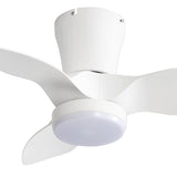 32 Inch Flush Mount LED Ceiling Fan with Lights Remote(3-Blade)