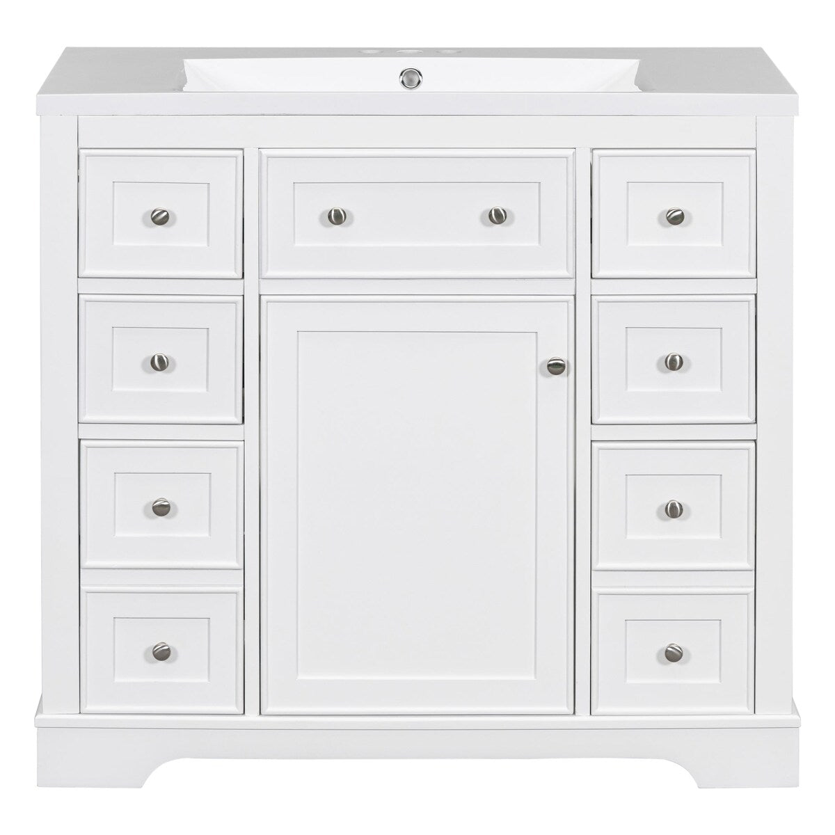 36 Inch Freestanding Bathroom Vanity Set with Drawers and Ceramic Sink