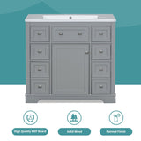 36 Inch Freestanding Bathroom Vanity Set with Drawers and Ceramic Sink
