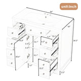 36 Inch Freestanding Bathroom Vanity Set with Drawers and Ceramic Sink