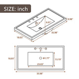36 Inch MDF Freestanding Bathroom Vanity Set with Integrated Ceramic Sink