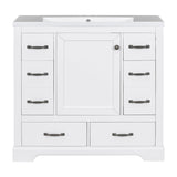 36 Inch MDF Freestanding Bathroom Vanity Set with Integrated Ceramic Sink