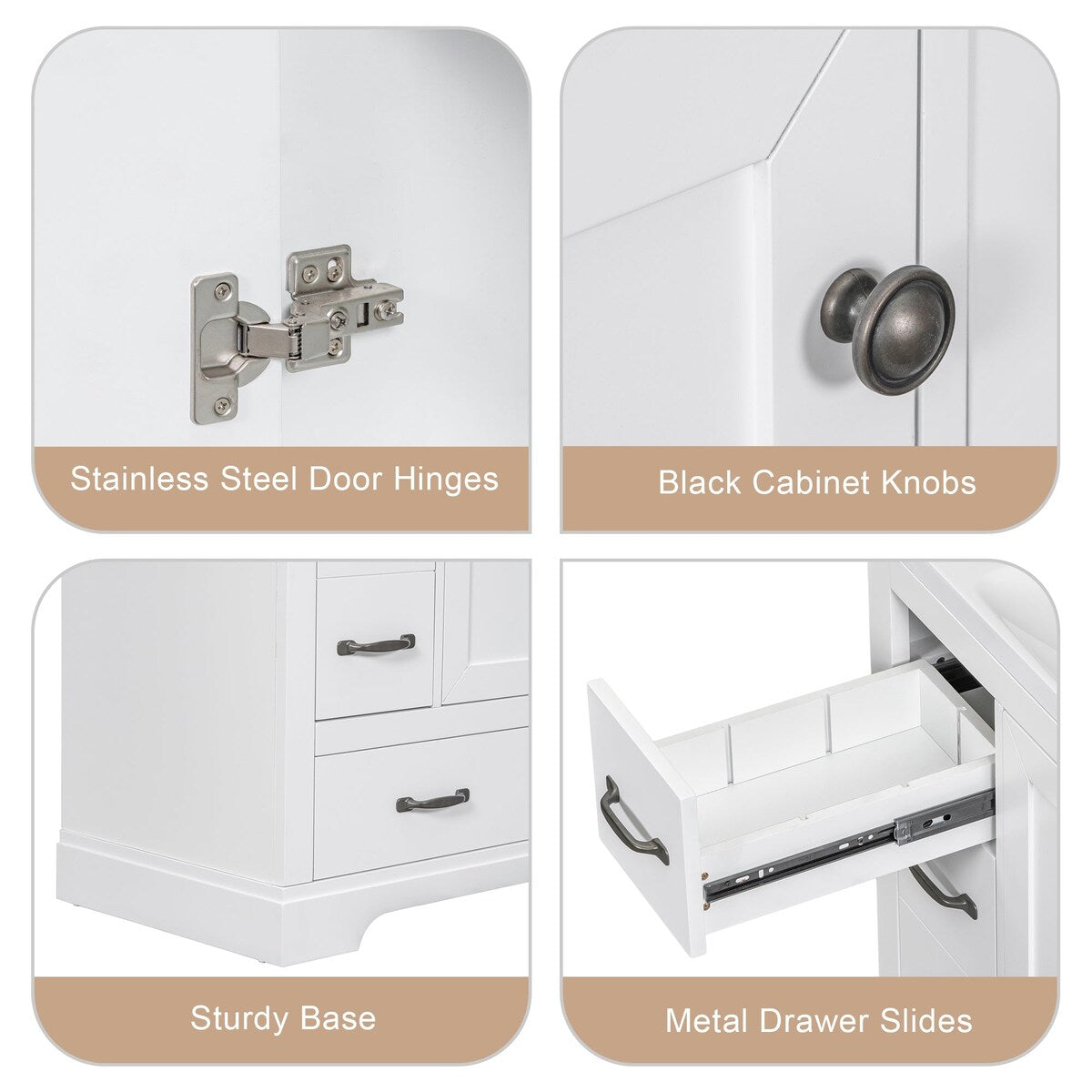 36 Inch MDF Freestanding Bathroom Vanity Set with Integrated Ceramic Sink