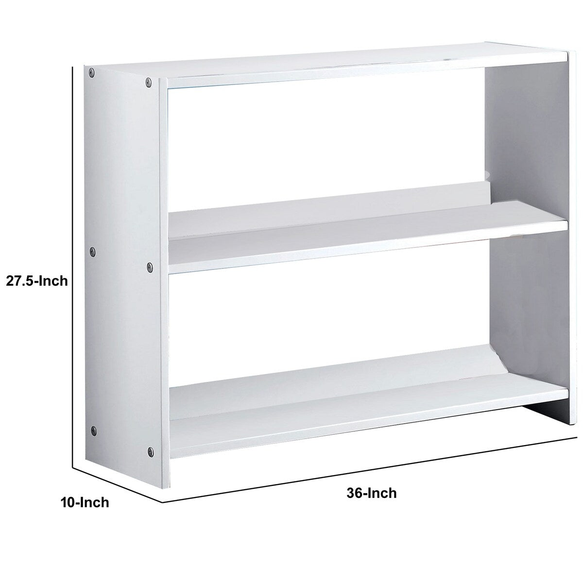 36 Inch Transitional Style Wooden Bookshelf, White