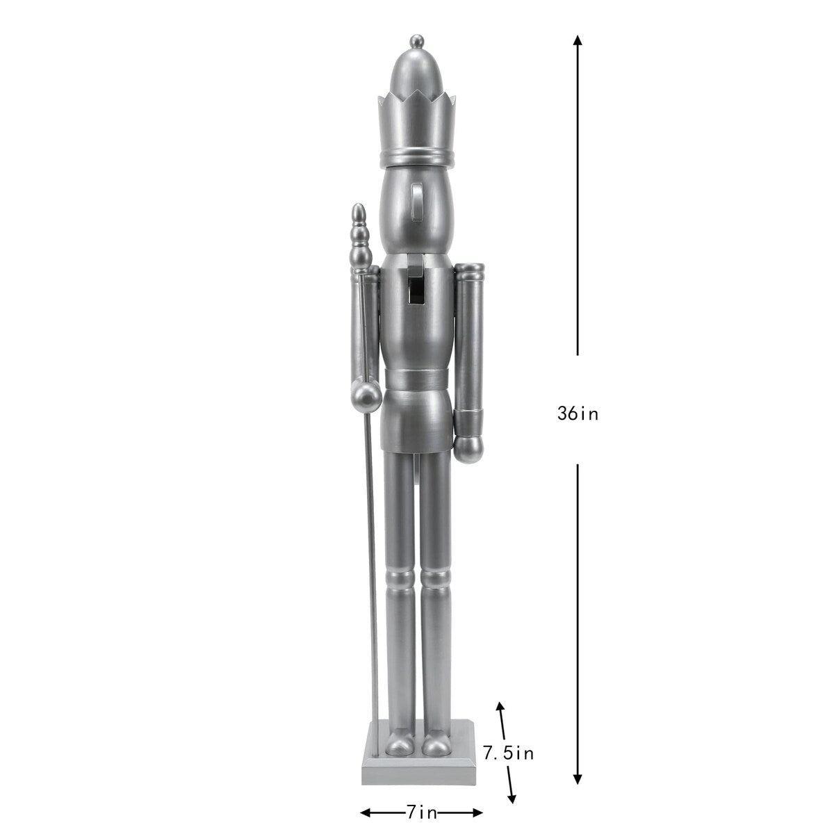 36 Inch Wooden Silver King Nutcracker