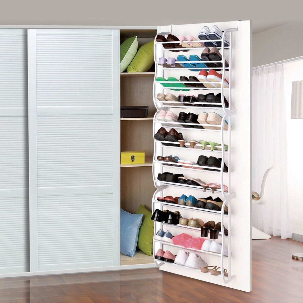 36-Pair Over-The-Door Shoe Rack with 12 Layers