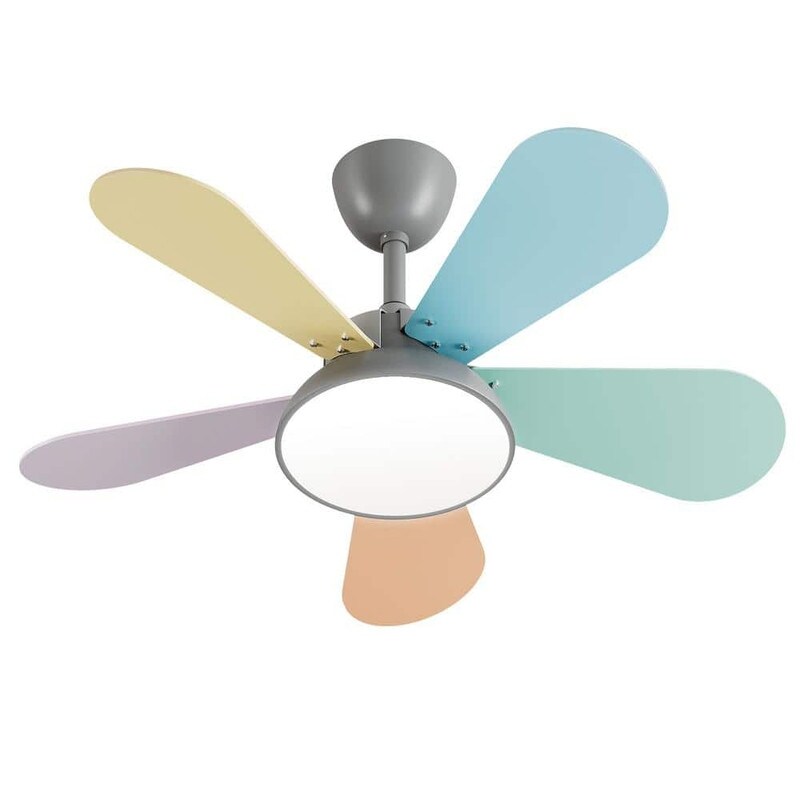 36 inch Smart Led Indoor Modern Dimmable Low Profile Macaron Semi Flush Mount Ceiling Fan Light with Remote Control APP - N/A