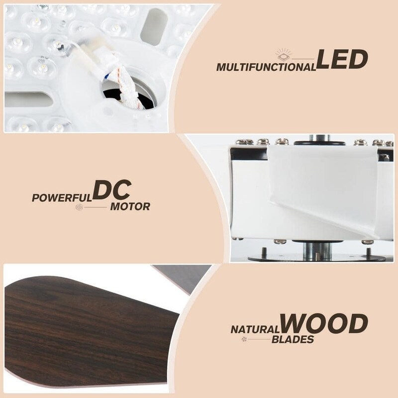 36 in. Dimmable LED Indoor/Outdoor White Smart Ceiling Fan with Light and Remote Without bulbs - N/A