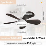 36 in. Dimmable LED Indoor/Outdoor White Smart Ceiling Fan with Light and Remote Without bulbs - N/A