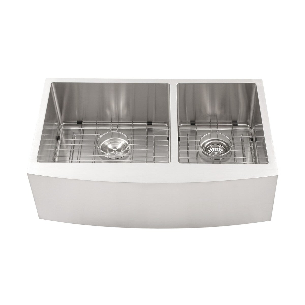 36 in. Farmhouse Apron-Front Stainless Steel Double Bowl Kitchen Sink
