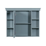 36 in. W Bathroom Vanity with White Resin Sink and Mirror Cabinet in Gray Blue