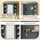 36 in. W Bathroom Vanity with White Resin Sink and Mirror Cabinet in Gray Blue