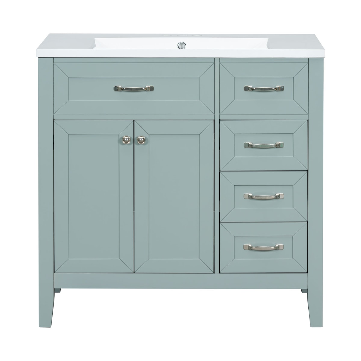 36 in.W MDF Freestanding Bathroom Vanity Set with Integrated Sink, Drawers and Doors - 36" x 18" x 36"