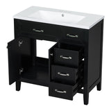 36 in.W MDF Freestanding Bathroom Vanity Set with Integrated Sink, Drawers and Doors - 36" x 18" x 36"