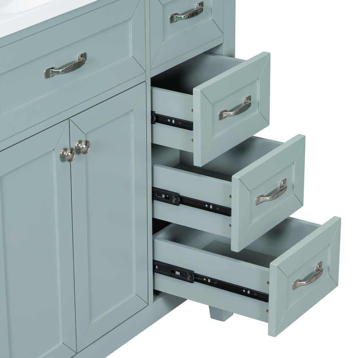 36 in.W MDF Freestanding Bathroom Vanity Set with Integrated Sink, Drawers and Doors - 36" x 18" x 36"