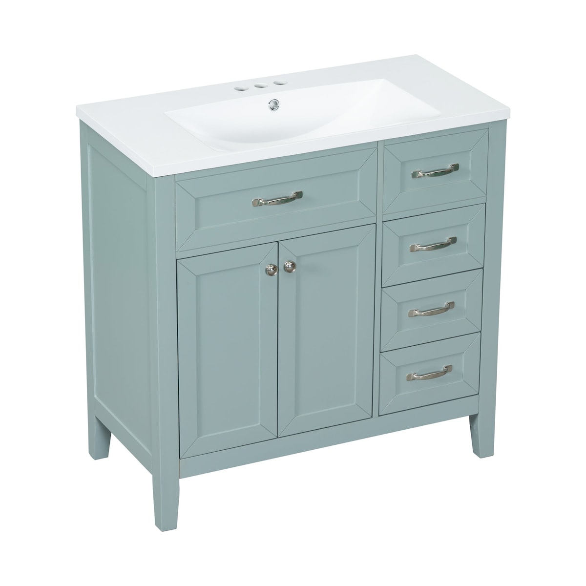 36 in.W MDF Freestanding Bathroom Vanity Set with Integrated Sink, Drawers and Doors - 36" x 18" x 36"